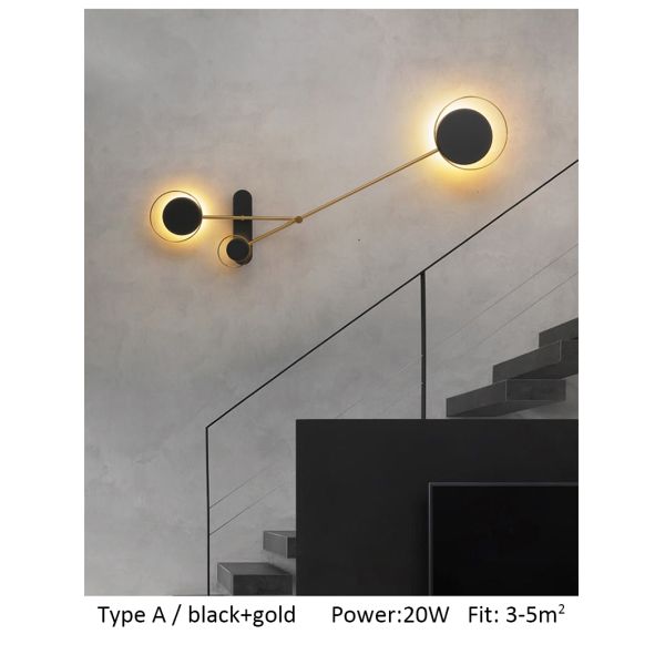 Modern minimalist wall light Home Bedroom swing arm lamp Adjustable Black loft round wall light(WH-OR-258)