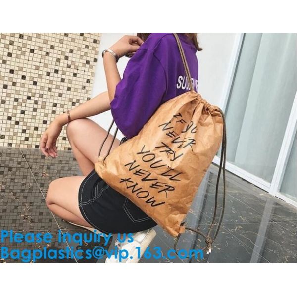 Tyvek Waterproof Drawstring Backpacks Recycle Dupont Tyvek Paper Drawstring Bag For Girl