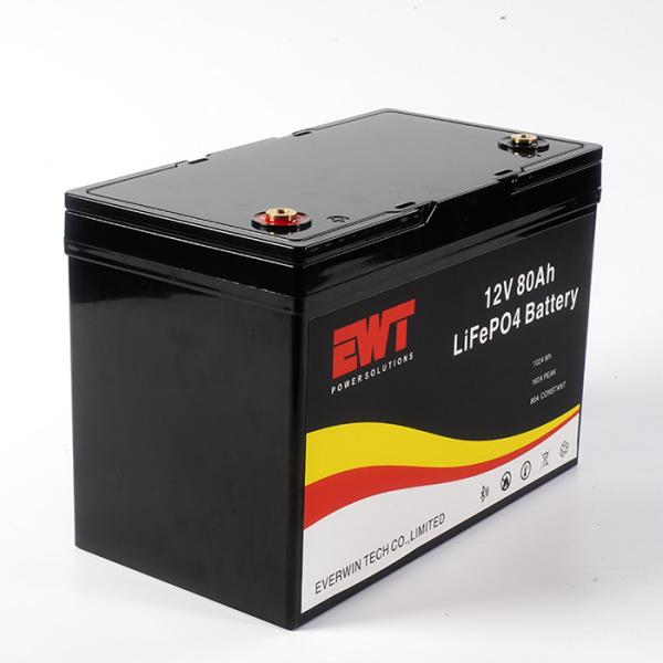 Armazenamento comercial 12V LiFePO4 Bateria de íons de lítio 12.8V 80Ah Bateria de lítio ferro fosfato com PCB