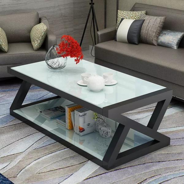 Rectangle Metal Tempered Glass Table Home Office Coffee Table ISO 9001