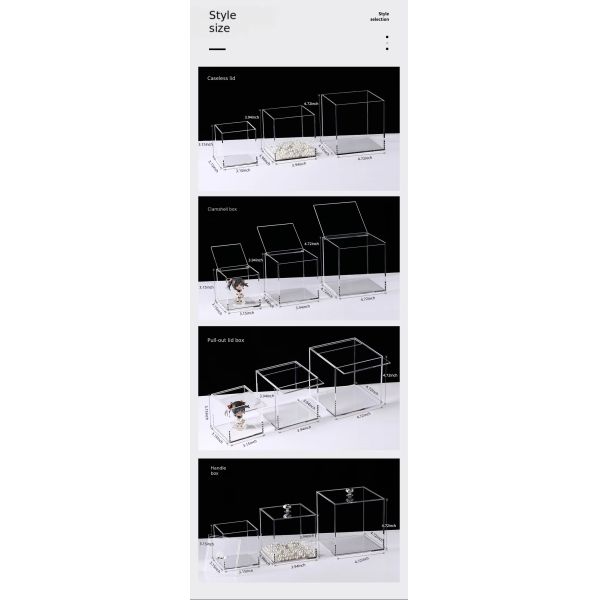 Custom-sized Acrylic Plexiglass Display Cases Acrylic Rectangle Square Clear Plastic Box Candy Cube Box