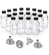 Small Clear Glass Bottles With Lids Boston Sample Bottles for Potion, Juice, Wellness, Ginger Shots, Whiskey, Liquids