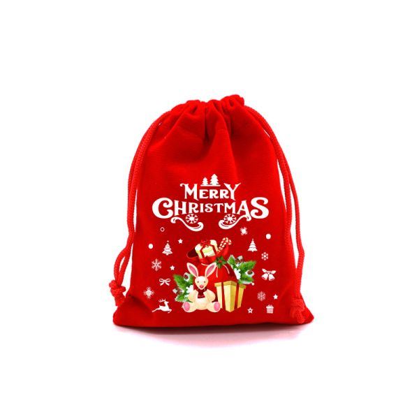Custom Giant Xmas Bag Red Velvet Drawstring Christmas Santa Sack with Customized Logo