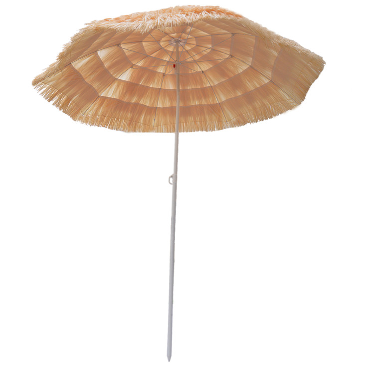 Manual Control Sun Beach Straw Thatch Scenic Patio Umbrellas Folding Wooden Iron Umbrella