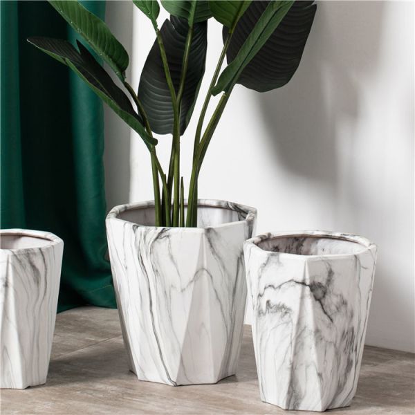 Creative Garden Succulent Pot Home Balcony Decoration Big Marble Ceramic Plant Flower Pots