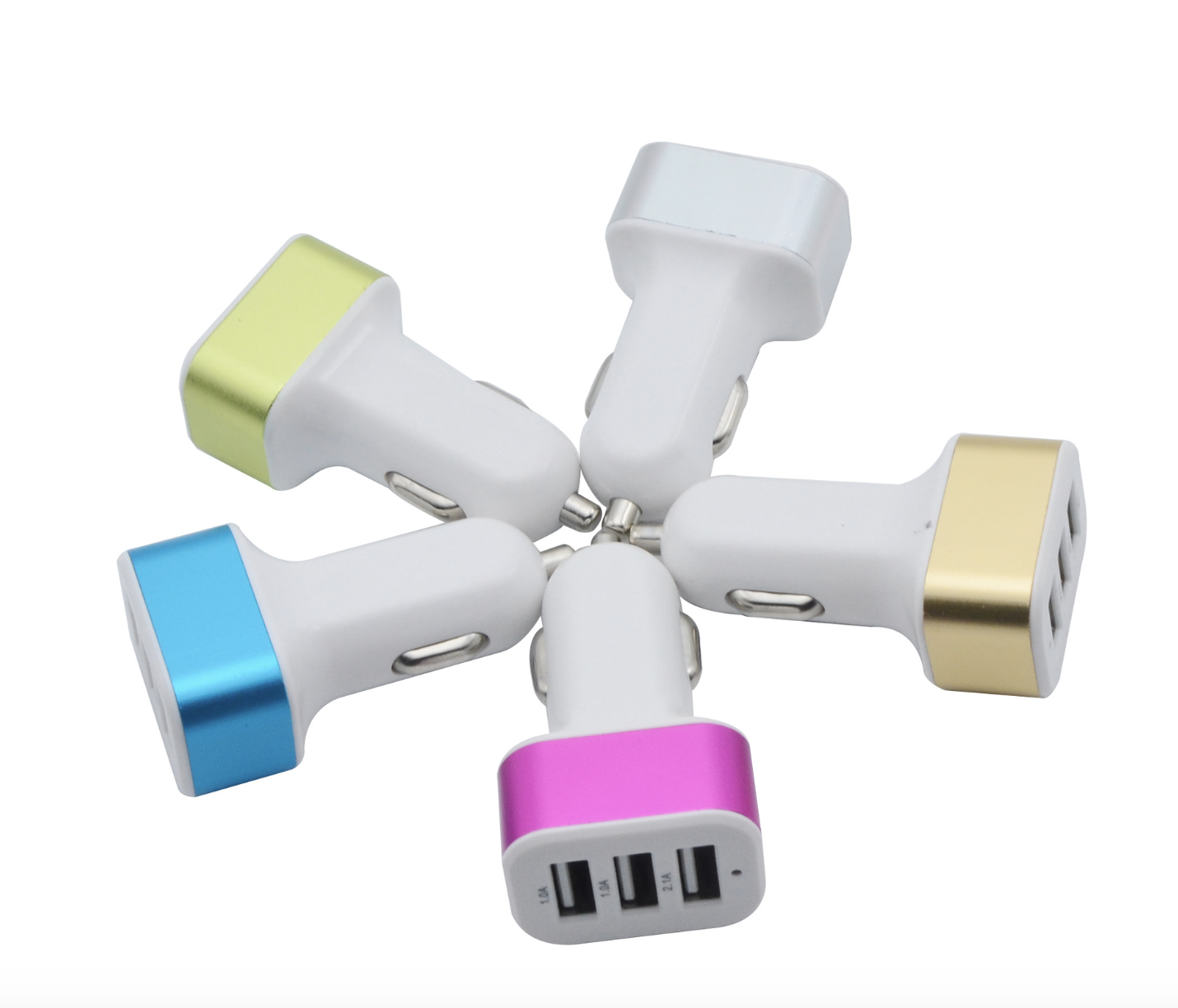 Shenzhen factory supply Aluminium frame 3 USB car charger phone tablet chargers