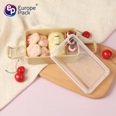 Cartoon cake friut Bento box Plastic Portable lunch box with handle
