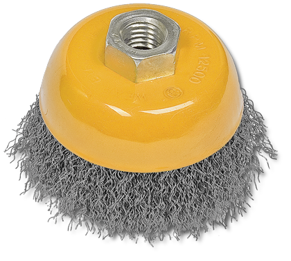 Yellow Color Cup Wire Brush Crimped , Grinder Wire Cup Brush For Angle Grinder