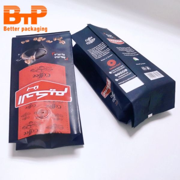 Mylar Packaging Custom Coffee Pack Repeatable  Aluminum Foil Lock Matt Black Flat Bottom Coffee Bean Bag With Valve