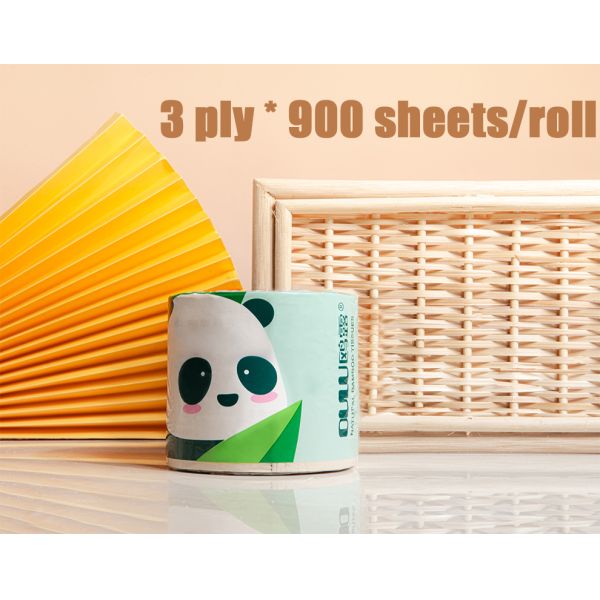 Panda Soft Bambu Paper Toilet Roll Plain Embossed for Sensitive Skin