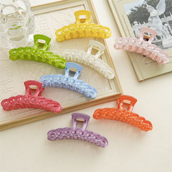 Candy colored water ripple link shape chain clip super Fairy Sweet hair clip back head hair accessories