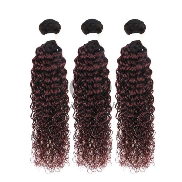 #T1B/99J Kinky Curly Remy Human Hair Bundles Sew In Weave Bundles Brazilian