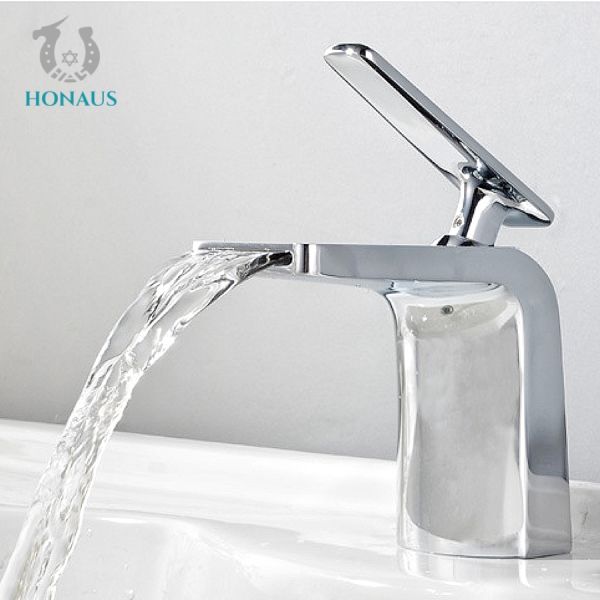 ISO Antique Black Hot And Cold Wash Basin Taps Waterfall Basin Faucet Set