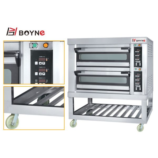 Commercial Stainless Steel Microcomputer Two Deck Four Trays 20-400°C Electrci Oven
