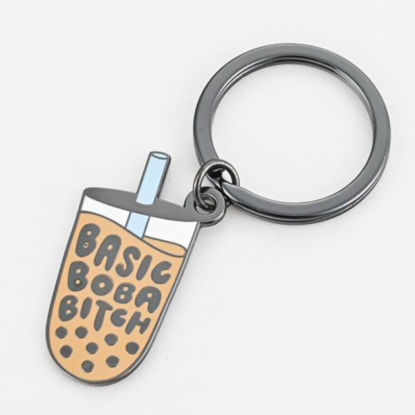 high quality stainless steel professional decoration custom logo fashionable milk bottle hard enamel keychain