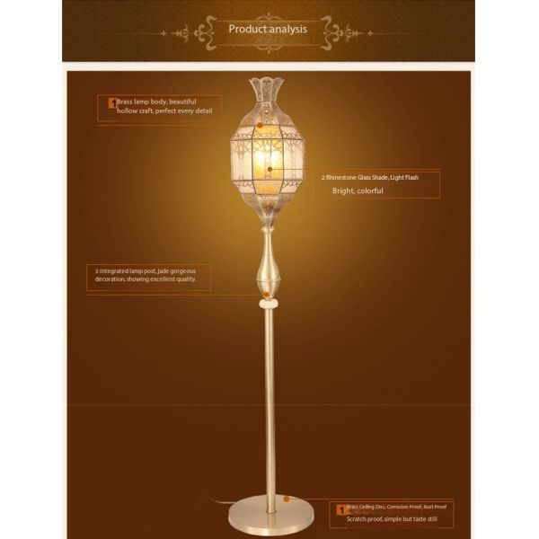 Restaurant Decorative Copper Standing Lamp Copper Retro Floor Lamp