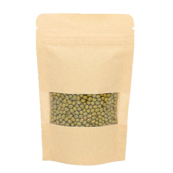 kraft paper bag for nut Kraft standing zipper bag transparent window