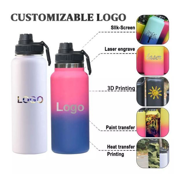 Custom Logo Vacuum Insulated Bottles 12oz 16oz 18oz 22oz 25oz 32oz 40oz