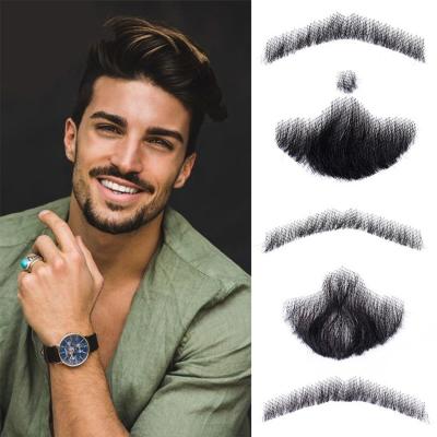 Real Hair Realistic Fake Beard and Moustache for Men Cosplay Invisible Mustache