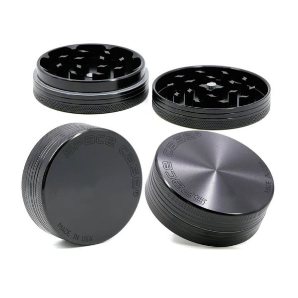 Boutique 2 Layer Herb Grinder Aluminum Mill 55mm 63mm Black Spacecase