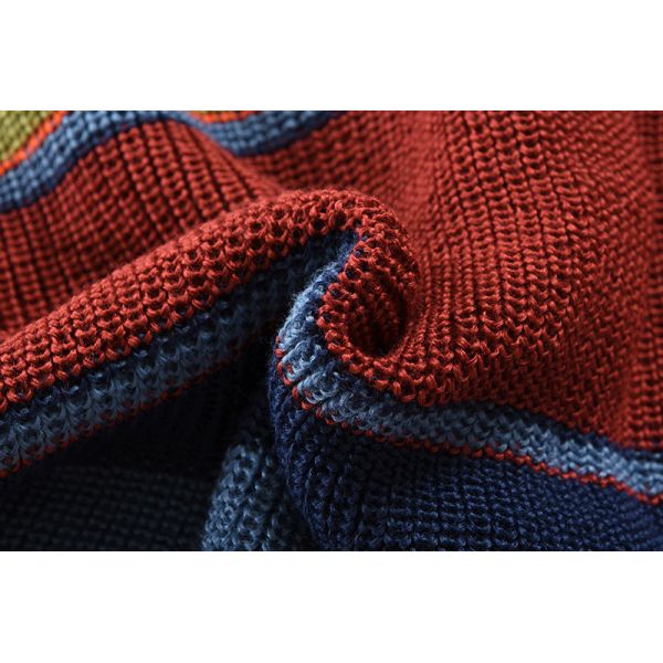Men's Rainbow Sweater Coat Autumn and Winter Lapel Color Knit Cardigan Top Performance
