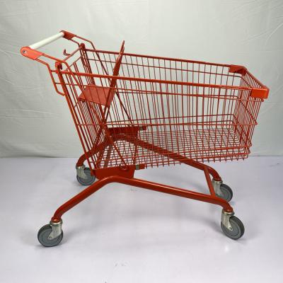 Large Capacity 180L Steel Shopping Cart European Style Red Custom Shopping Trolley Cart
