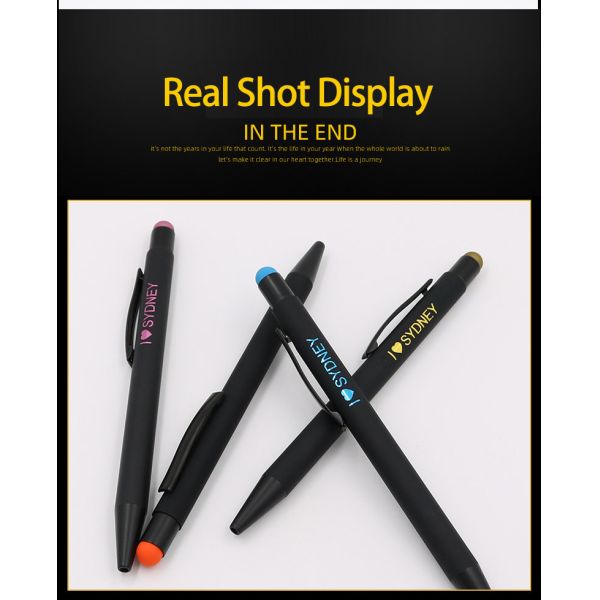 En gros Logo personnalisé stylo à écran tactile en métal stylo à bille en caoutchouc doux