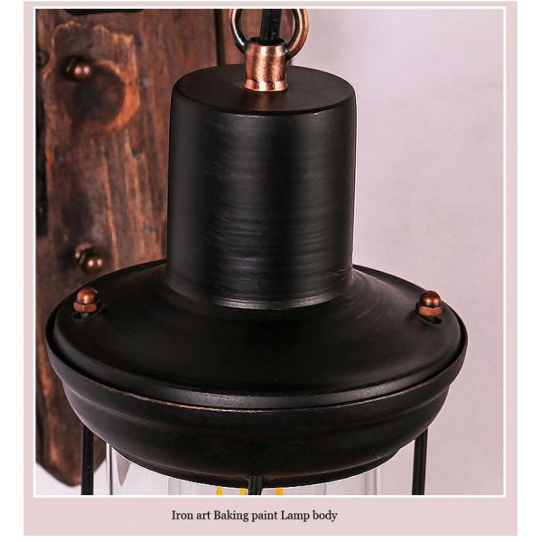 Industrial Loft design creative cafe restaurant bar bedside iron wooden led wall lamp （WH-VR-21）