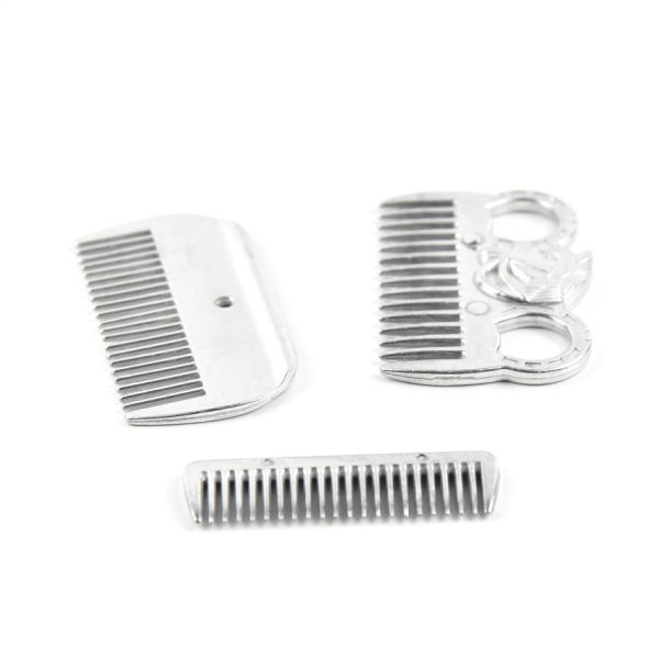 Large Horse Metal Grooming Comb Aluminum 10cm * 5.5cm With A Round Hole