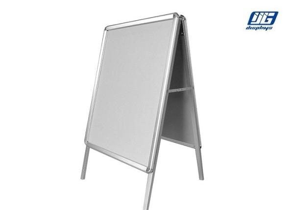 Round Corner Floor Standing Display Stands Silver Smooth Profile Poster Clip Holder