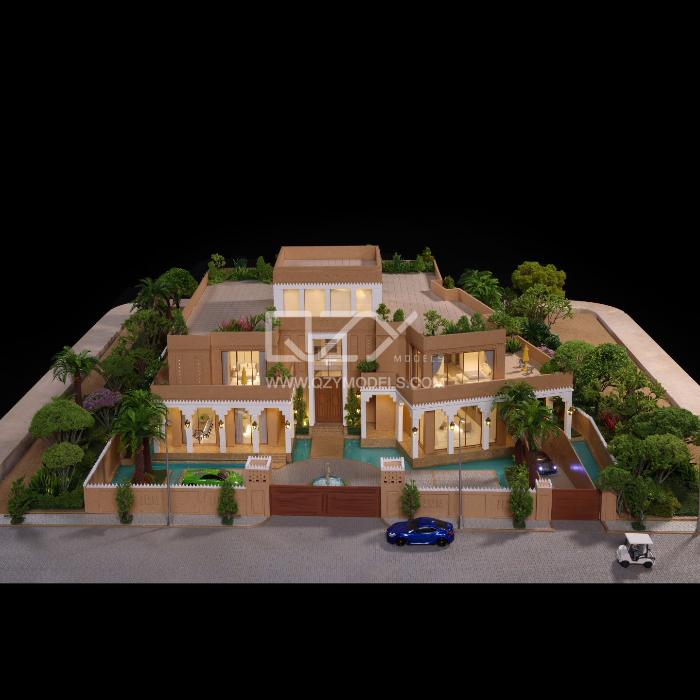 1:75 Scale Realistic Arabian Style Villa Model for Middle Eastern Mansion Display