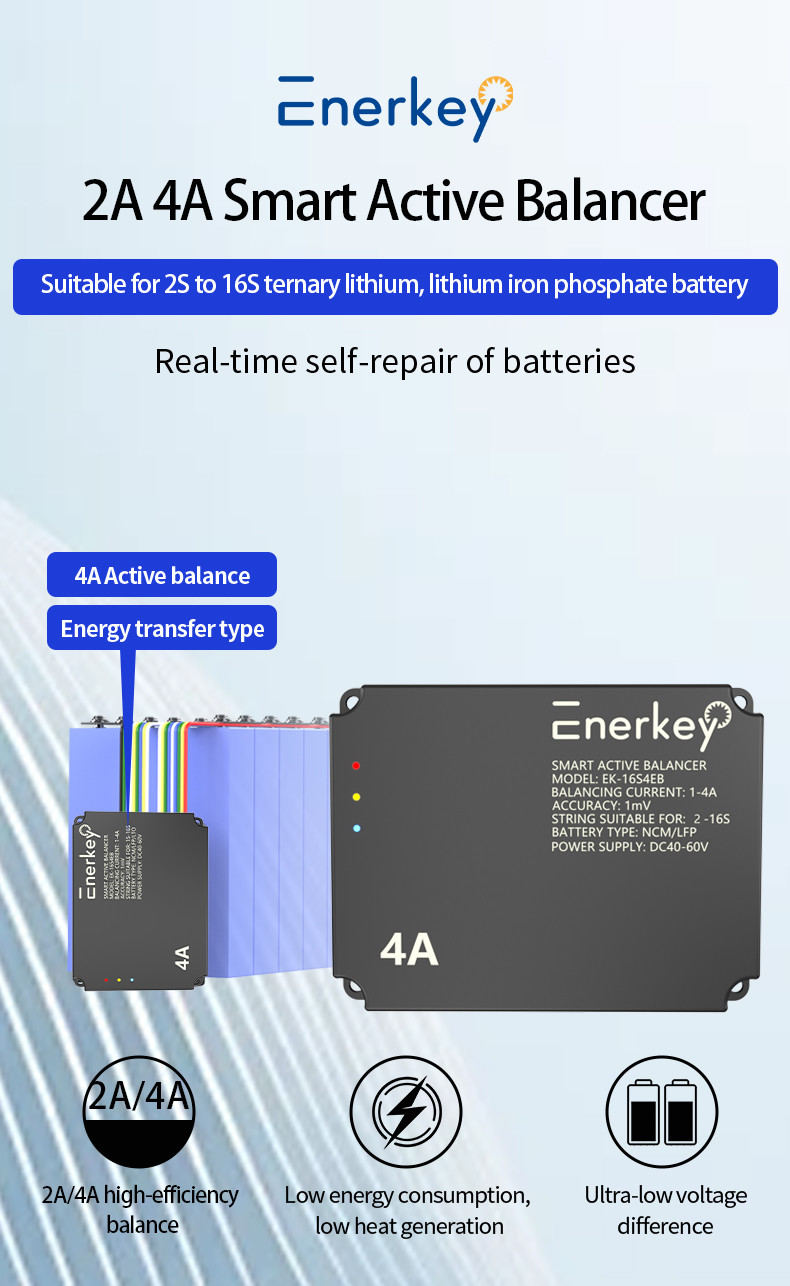 5TH Enerkey 4A Активный балансировщик Lifepo4 Батарея 16S 48V 4A Батарейный эквалайзер Smart 3S 12V 6S 8S 24V 24S 25V 100V Литий-ионный
