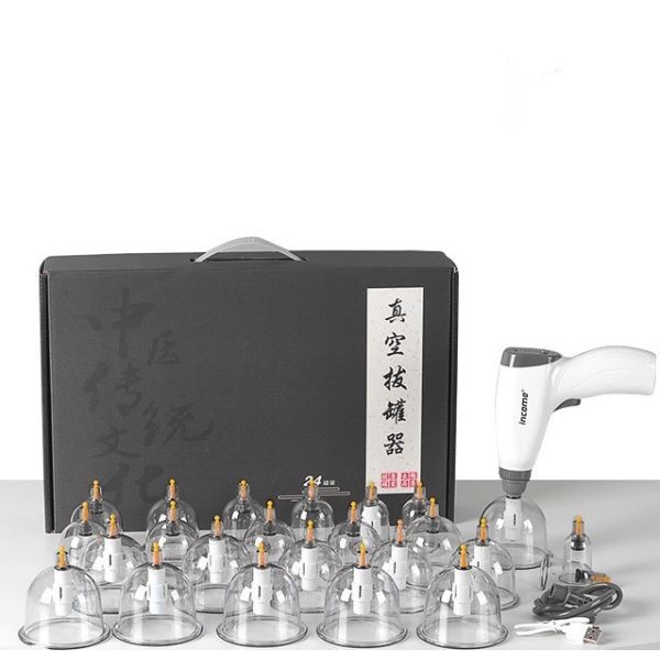Massage Tools Traditional Chinese 24pcs Cups Anti Cellulite Electric Cupping Set Vacuum Gua Sha Cupping Therapy with Pump Gun Extension Tube