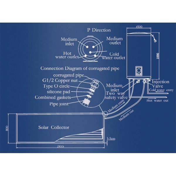 Solar Water Heater 80L 100L 120L Enamel Solar Water Tank With Corrugated Small Tank Heat Exchanger
