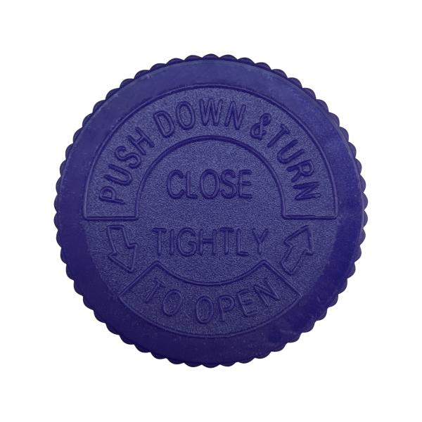 28/410 Purple Plastic Striped Child Resistant Cap Anti Slip Press And Turn Cap