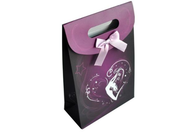 Varnishing Fashion Paper Packaging Bags, Pretty Custom Paper Gift Bags With Ribbon