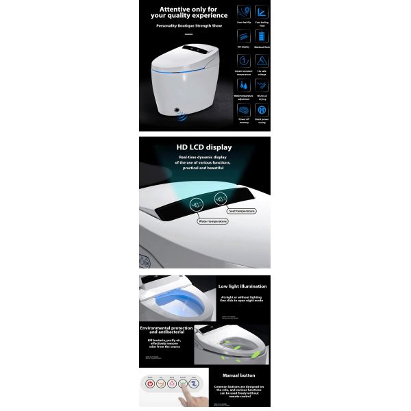 Automatic Bathroom Sanitary Ware Tankless Ceramic One Piece Smart Toilet