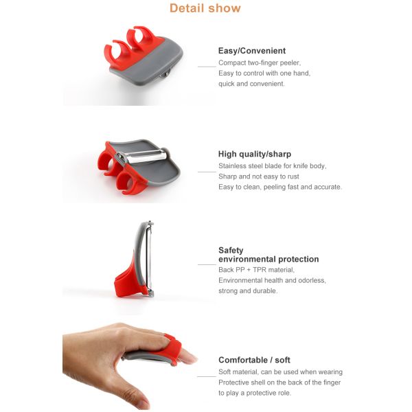 Two Finger TPR PP Stainless Fruit Vegetable Peeler With Hand Protection