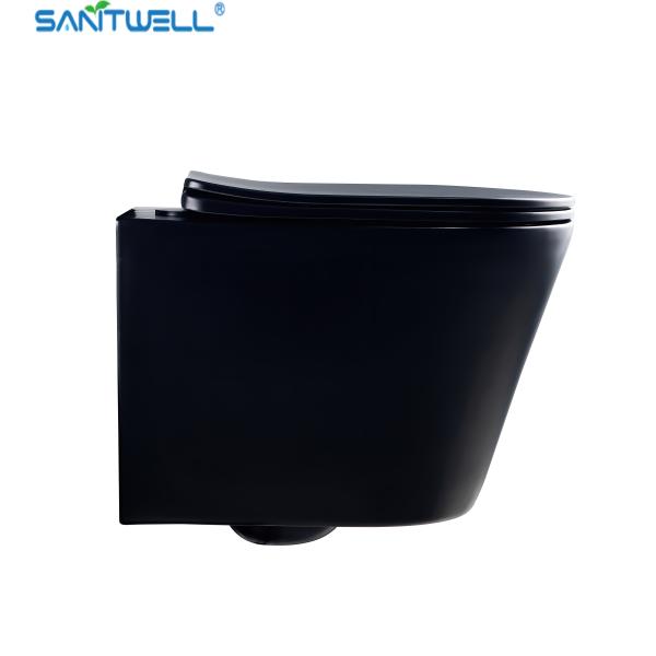 Chaozhou Hot Sale Matt Black Ceramic Rimless wall-hung toilet For European Market