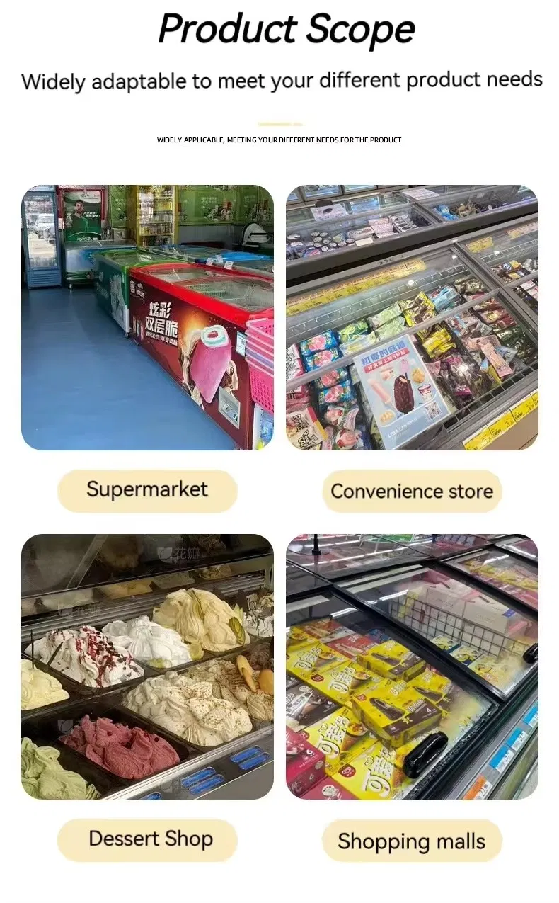 Large Capacity Ice Cream Display Cabinet 118L 280L 350L 420L Glass Display Freezer