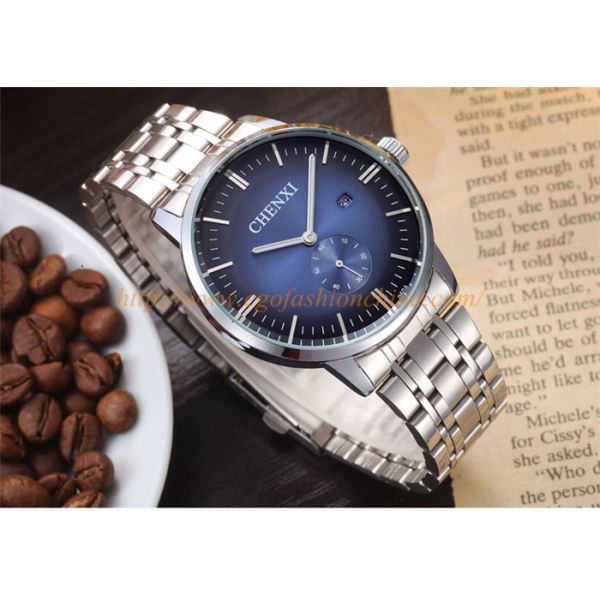 060A Leopard Blue Red White Mens Watch Stainless Steel Band Big Dial Watch Quartz Watches
