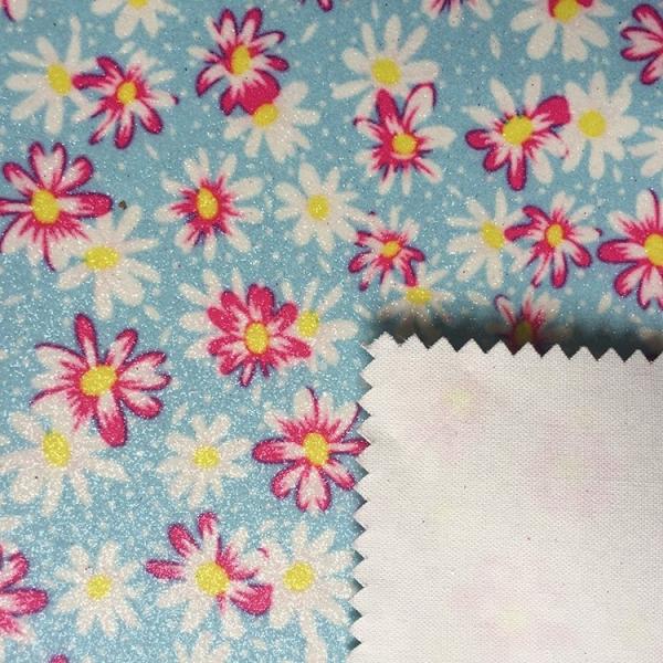 Glitter Printed Faux Leather Fabric , Vegan Leather By The Yard Red Color