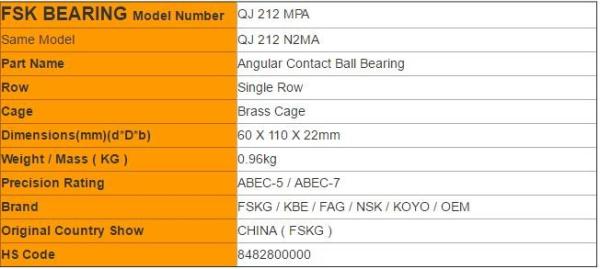 Gaiola de alta velocidade do bronze de rolamento do eixo do MPA QJ212 TVP de QJ 212/gaiola de nylon, identificação 60mm