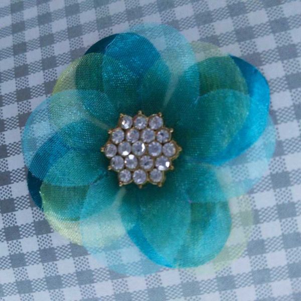 Colorful Toddler Girl Hair Accessories Satin Chiffon Individual Flowers With Diamond