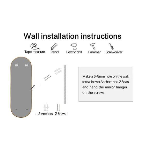 Modern Nordic Arch Shaped Bathroom Mirror , Full Length Wall Hanging Bathroom Mirror