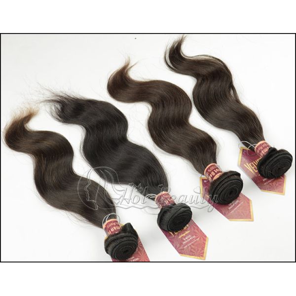 Natural Black Virgin Human Hair Extensions Body Wave