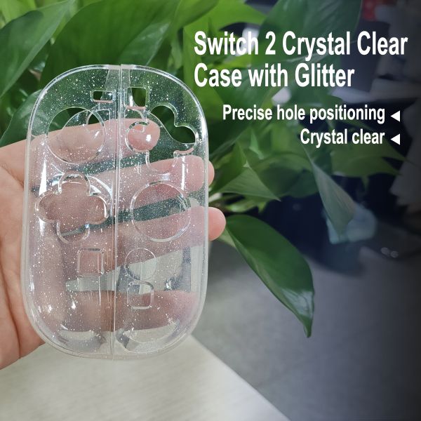 Clear Glitter TPU Case for Nintendo Switch 2 Joy-Cons - Flexible Protective Sleeve