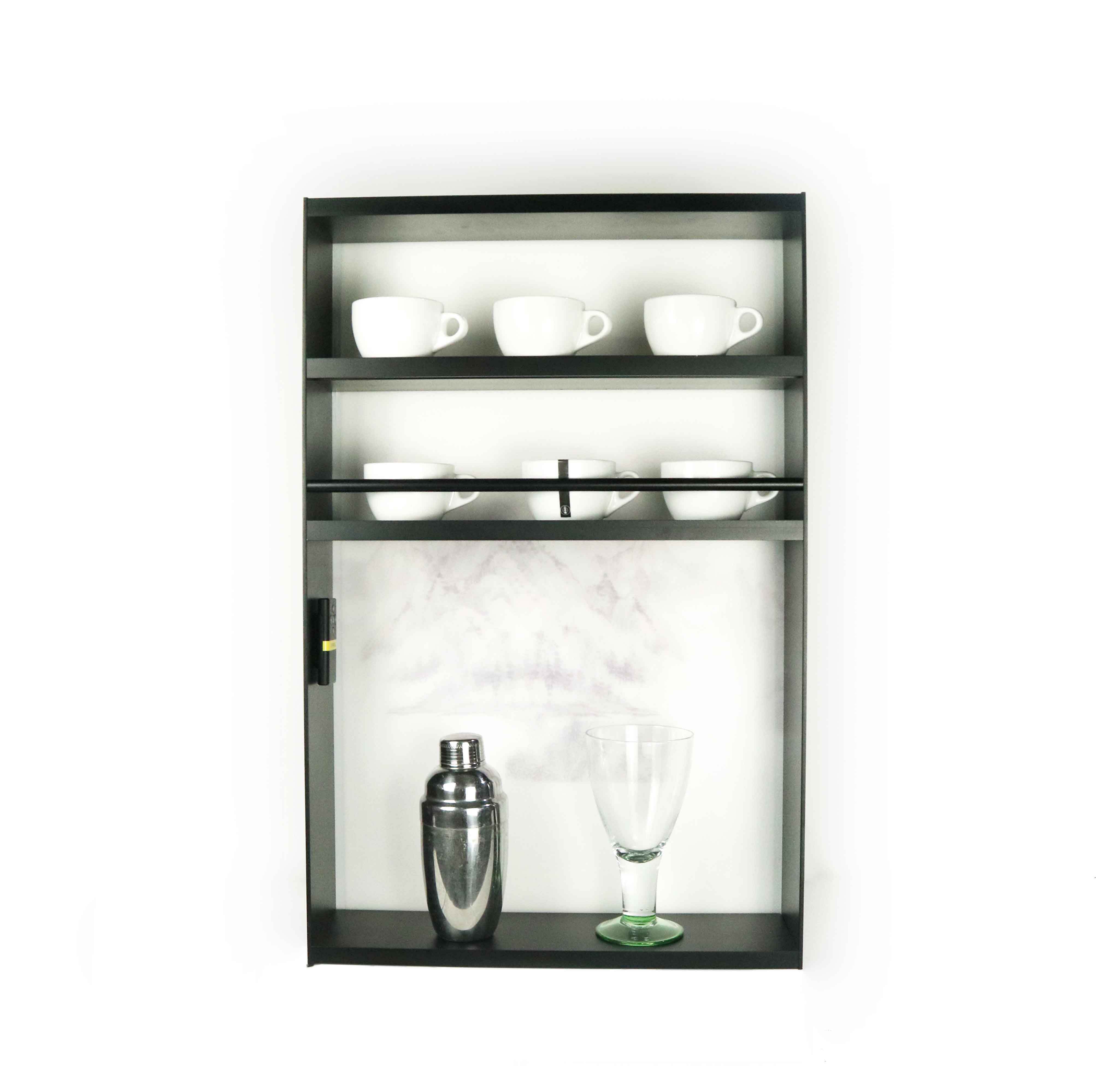 Kitchen Shelf Organizer Drain Rack with Lighted Background Glass Display Racks Living Room Cabinets