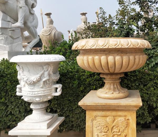 Marble carvings planter stone carved flowerpot sculpture,outdoor stone garden statues supplier