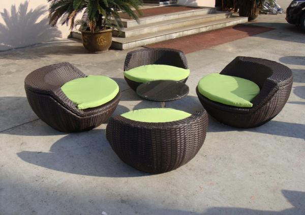 Hand-Woven Brown Cane Obelisk Chair Set For Living Room / Balcony